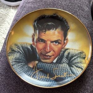 Franklin Mint Art Glass Plate with Gold and Gray. Featuring Frank Sinatra